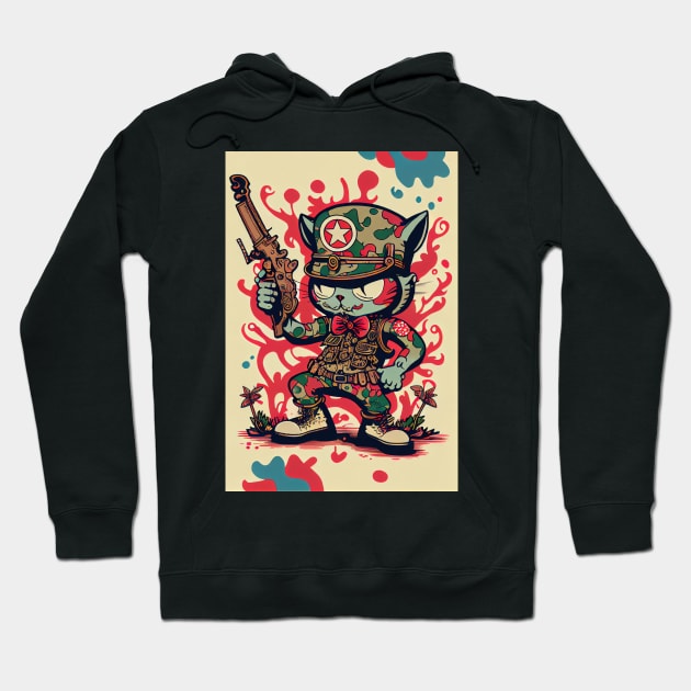 Trippy Cat with Gun Hoodie by dholzric